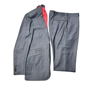 SUITSUPPLY Birdseye Sienna Reg Fit Suit Reda Wool 40L 33x31 Blue Surgeon Cuff